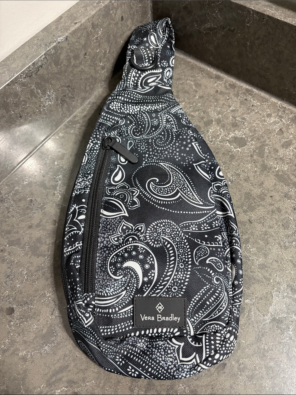 Vera Bradley Black and White Paisley Sling Crossbody Bag